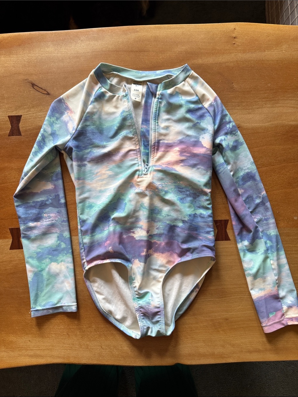 OshKosh B'gosh Pastel Blue & Lavender Zip-Front Swimsuit